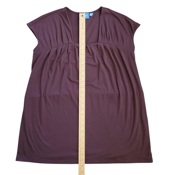Simply Vera Vera Wang Women's Square Neck Pleated Tunic Top L Purple/Brown - Picture 10 of 11